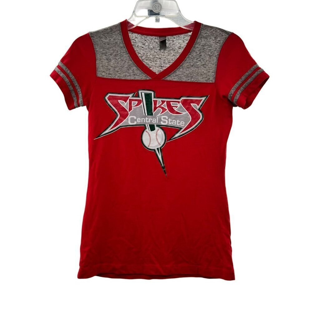 District Women's Short Sleeve Baseball Graphic T-Shirt Size XS V-Neck